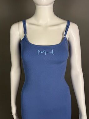 Hawaii's Finest Blue Ribbed Maxi Dress with MH Embroidery